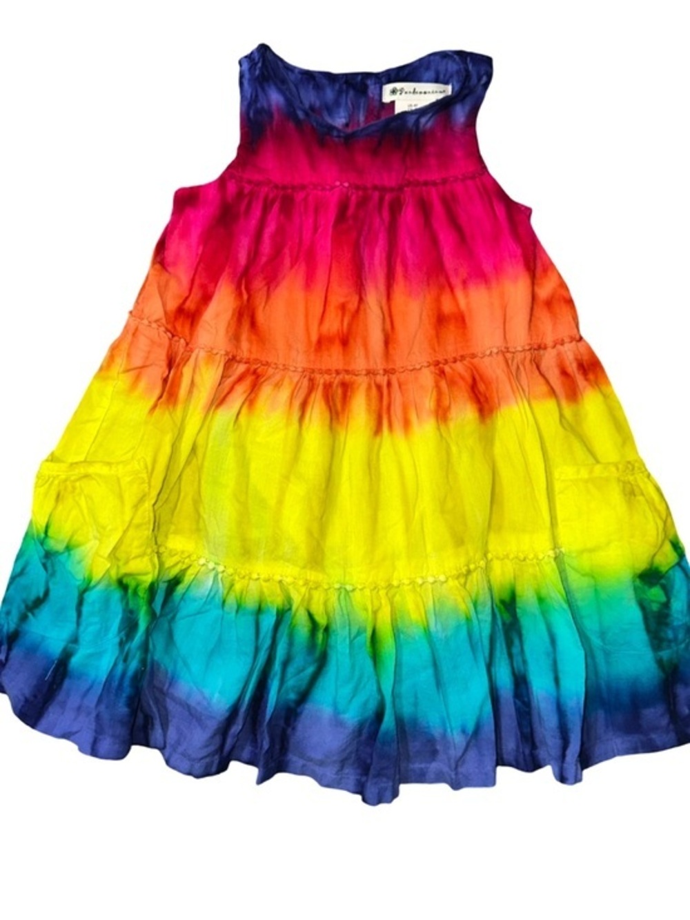 Pandemonium Girls Size 4T Rainbow Tie-Dye Tiered Swing Sundress Dress